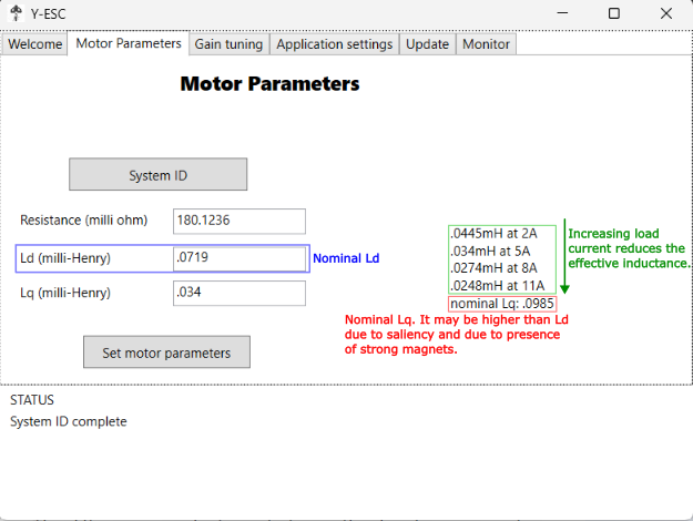 yoga-cycles-ESC parameter estimation screen